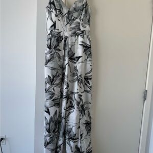Dynamite Palazzo Jumpsuit - floral black and white